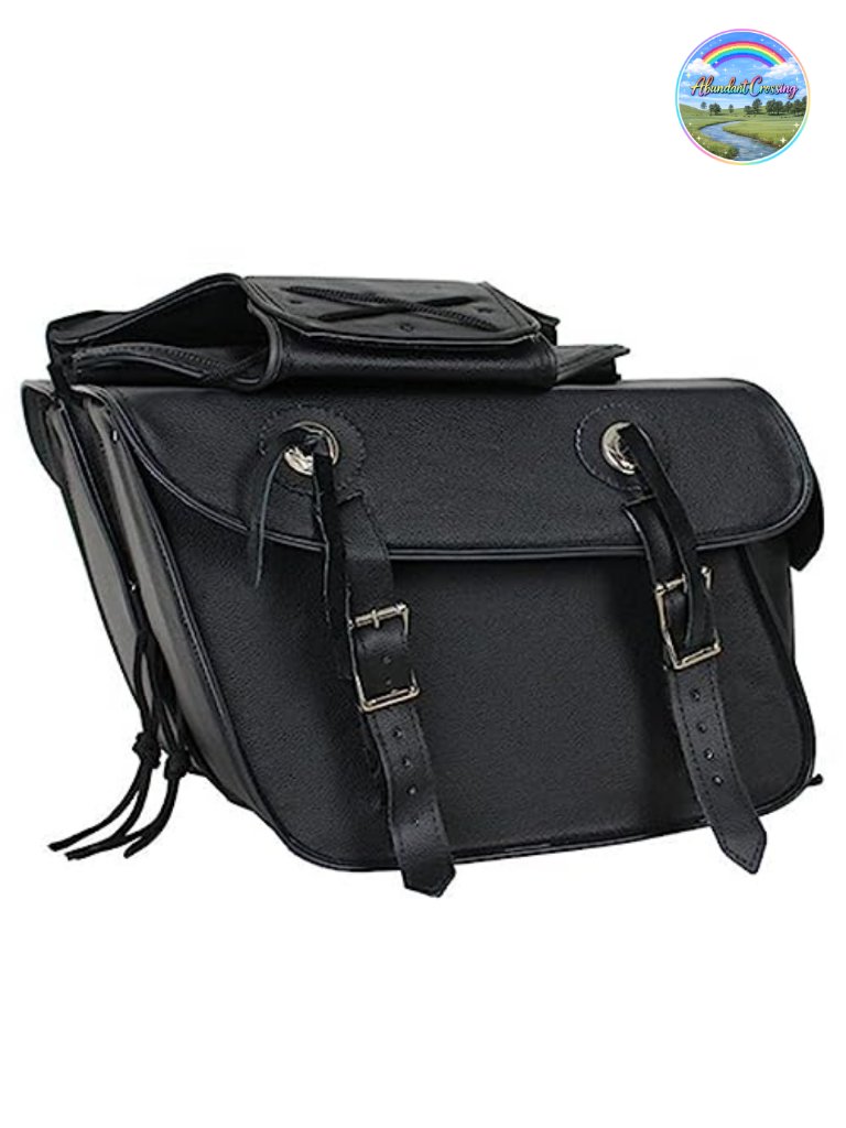 Genuine Naked Cowhide Leather Motorcycle Saddle Bags Throw Over With 20l